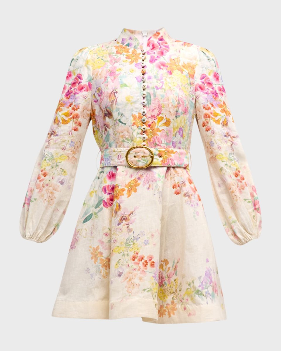 Natura Floral Buttoned Mini Dress